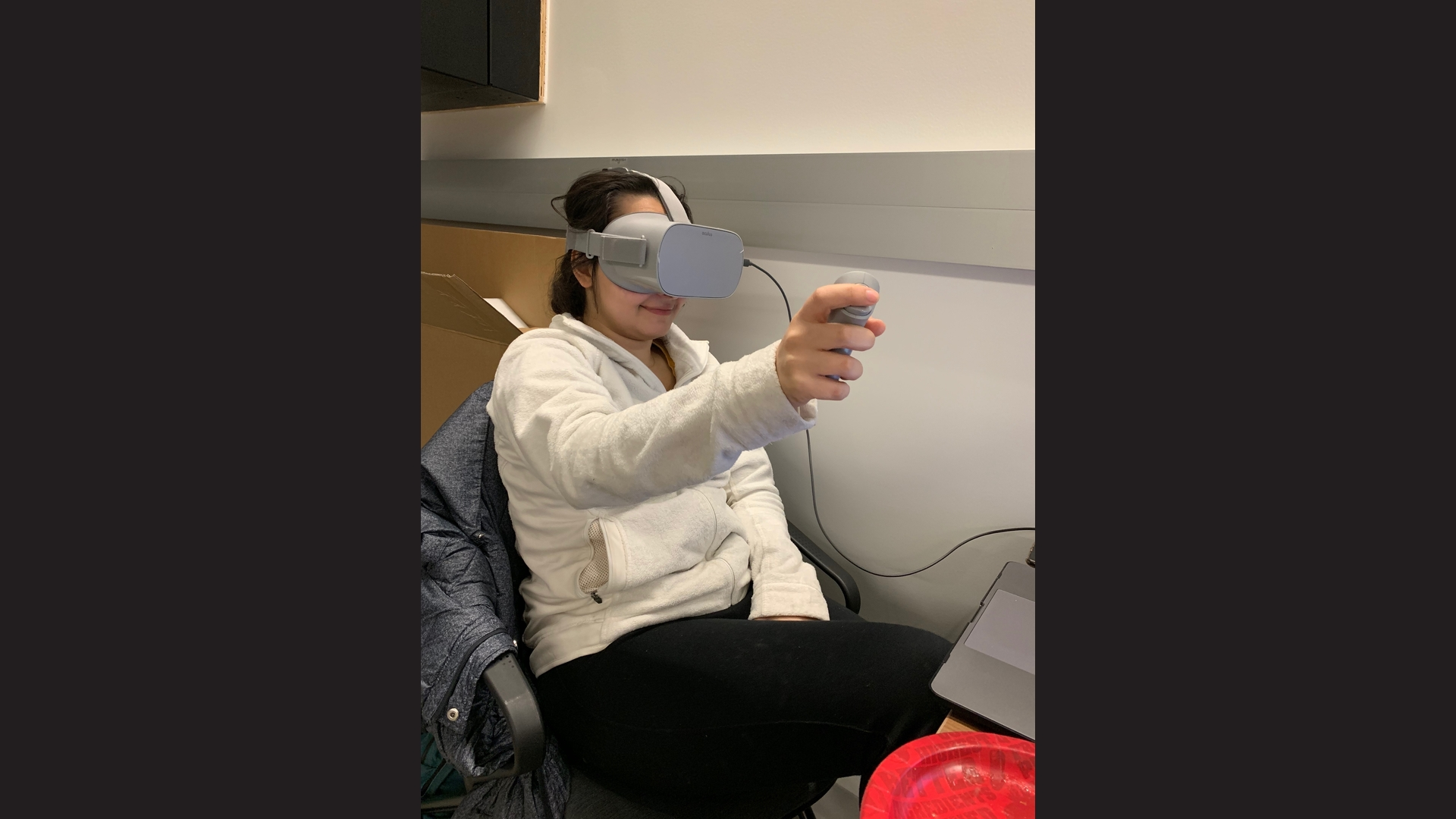 Person playing game on Oculus Go