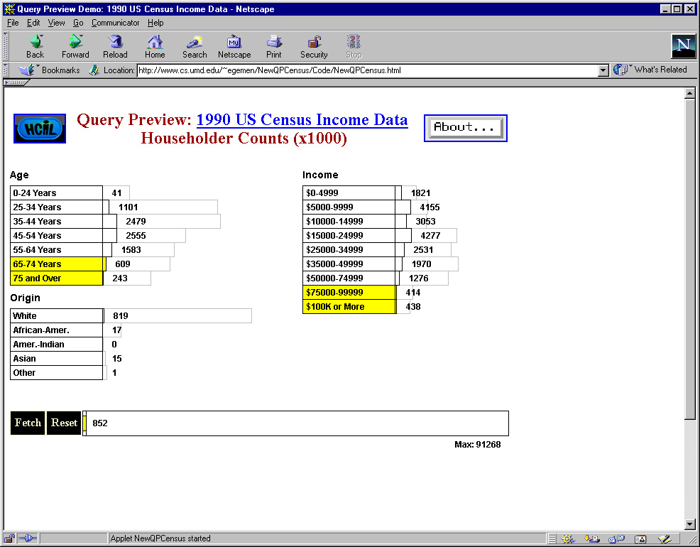 Selecting a specific ethnic origin.