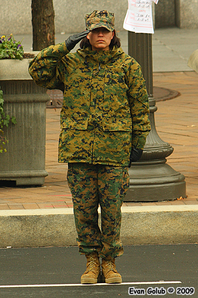 Marine Saluting the car of the 'President'