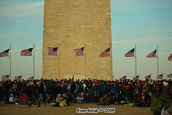 Crowd Forming Near Base of Washington Monument