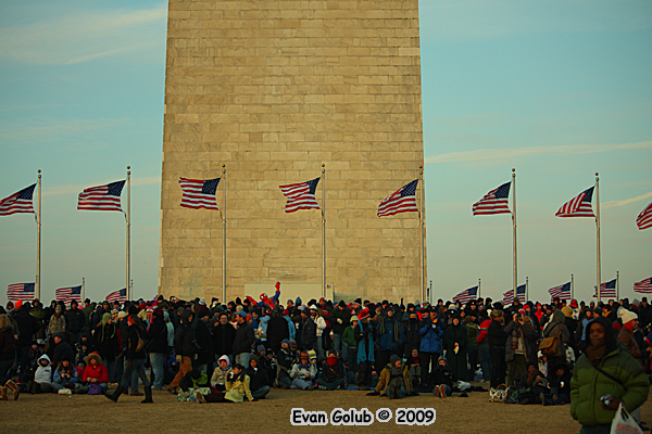 Crowd Forming Near Base of Washington Monument