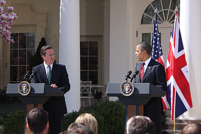 David Cameron and Barack Obama speaking at press conference