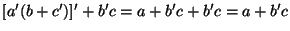 $[a'(b+c')]' + b'c = a + b'c + b'c = a + b'c$