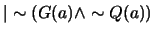 $\vert\sim (G(a) \wedge \sim Q(a))$