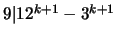 $9 \vert 12^{k+1} -3^{k+1}$