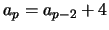 $a_p = a_{p-2} +4$