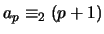$a_p \equiv_2 (p+1)$