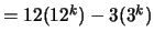 $= 12(12^k) - 3(3^k)$