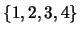 $\{1,2,3,4\}$