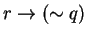 $r \rightarrow (\sim q)$