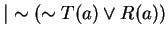 $\vert\sim (\sim T(a) \vee R(a) )$