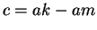 $ c = ak-am$