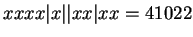 $ xxxx\vert x\vert\vert xx\vert xx = 41022$