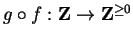 $ g\circ f:{\bf Z}\to{\bf Z}^{\geq0}$