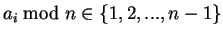 $ a_i \bmod n \in \{1,2,...,n-1\}$