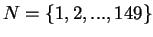 $N = \{1,2,...,149\}$