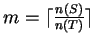 $m = \lceil \frac{n(S)}{n(T)} \rceil$