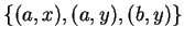 $\{(a,x),(a,y),(b,y)\}$