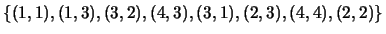 $\{(1,1),(1,3),(3,2),(4,3),(3,1),(2,3),(4,4),(2,2)\}$