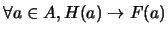 $\forall a \in A, H(a) \rightarrow F(a)$