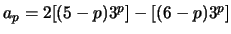 $a_p=2[(5-p)3^p]-[(6-p)3^p]$