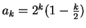 $a_k = 2 ^ k (1 - \frac{k}{2})$