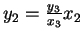 $y_2 = \frac{y_3}{x_3}x_2$