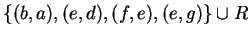 $\{(b,a), (e,d), (f,e), (e,g)\}\cup R$
