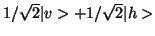 $ 1/\sqrt{2}\vert v> + 1/\sqrt{2} \vert h>$