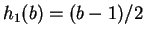 $ h_1(b) = (b-1)/2$