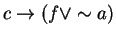 $ c \to (f \vee \sim a)$