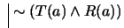 $ \ \vline \ \sim (T(a) \wedge R(a))$