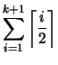 $\displaystyle \sum_{i=1}^{k+1} \left\lceil \frac{i}{2} \right\rceil$
