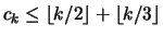 $ c_k \leq \left\lfloor k/2 \right\rfloor
+ \left\lfloor k/3 \right\rfloor $