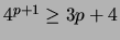 $4^{p+1} \geq 3p + 4$