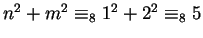 $n^2 + m^2 \equiv_8 1^2 + 2^2 \equiv_8 5$
