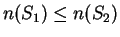 $n(S_{1})\leq n(S_{2})$