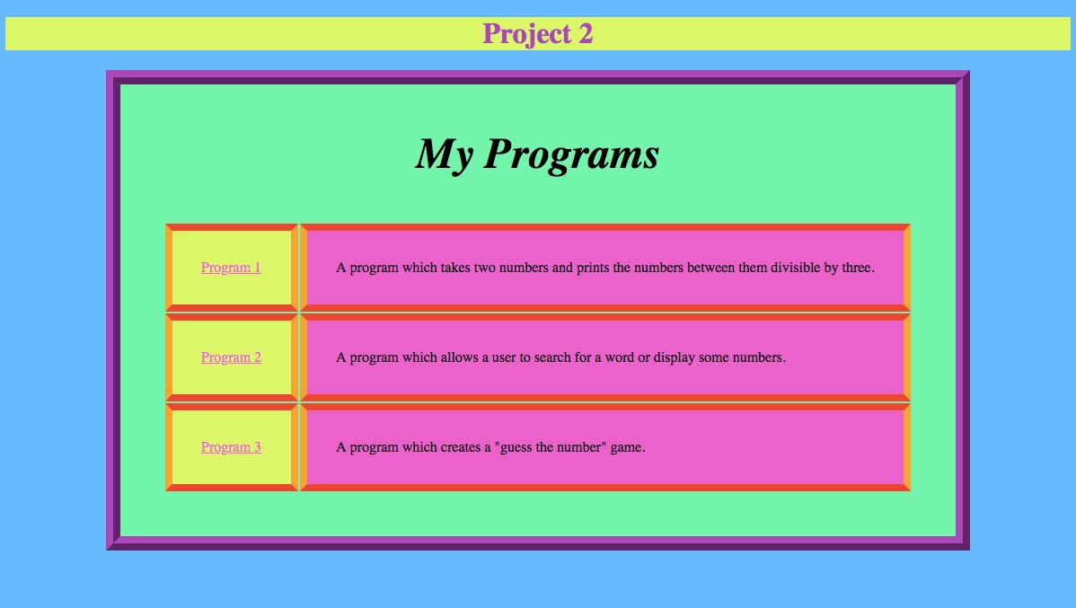 Screenshot of main page