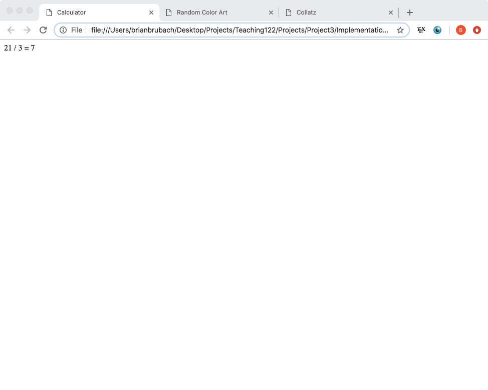 Screenshot of Calculator page