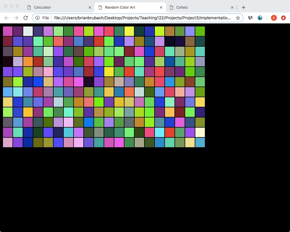Screenshot of Color Art page