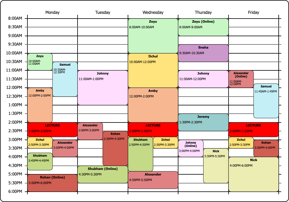 office hour schedule