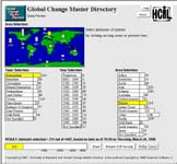Global change master directory atmosphere and Europe selected.