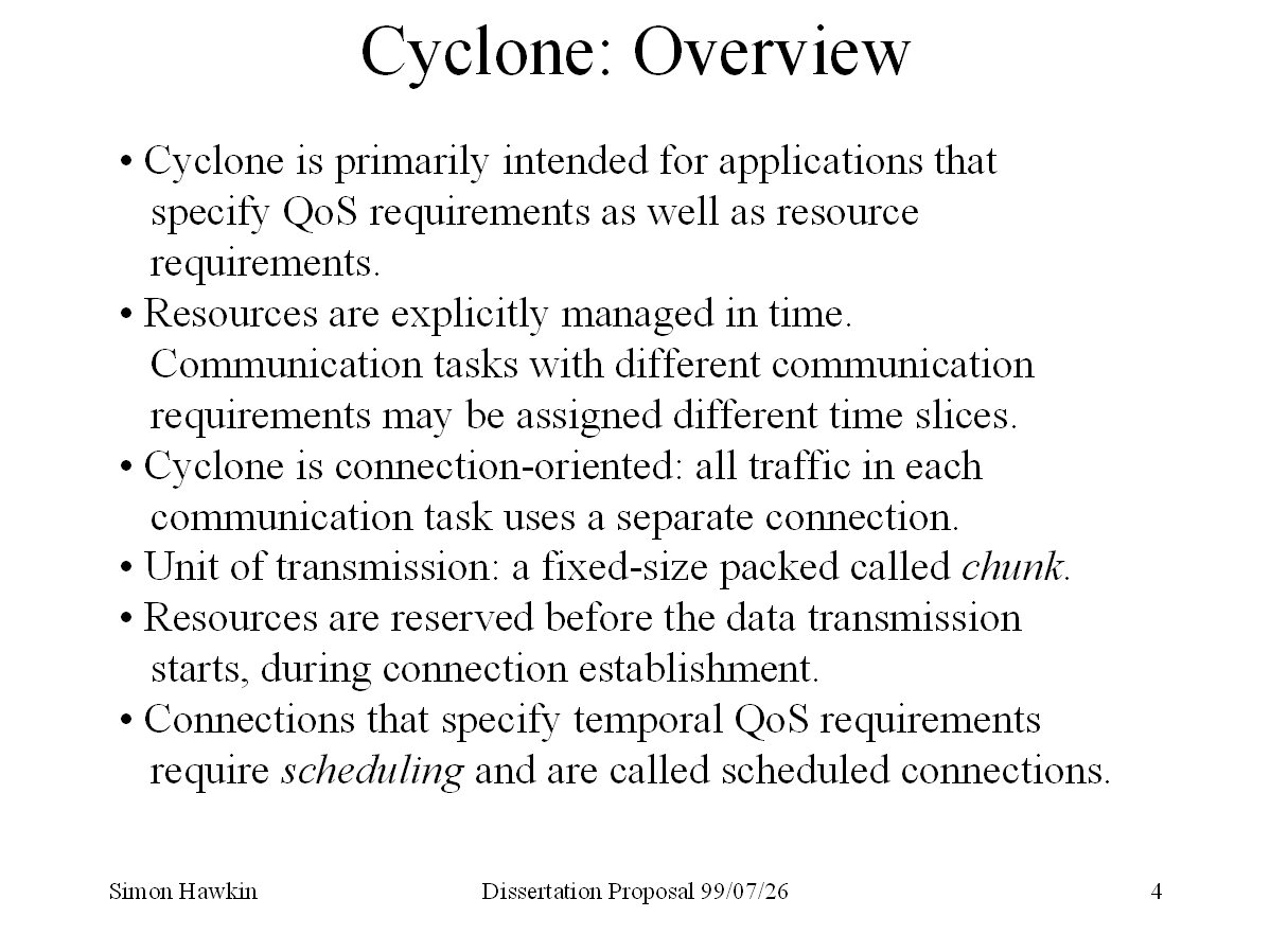 SDAG Seminar Series | 1999/07/21: Cyclone Network Architecture