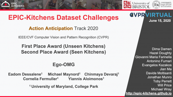 Descriptive image for CS Team Wins at the  Epic Kitchen Action Anticipation Challenge 