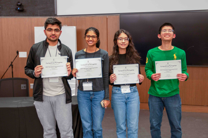 photo of The first-place team from Thomas Jefferson High School in Alexandria, Va., poses for a photo at the Brendan Iribe Center in College Park, Md., on Feb. 8, 2025.