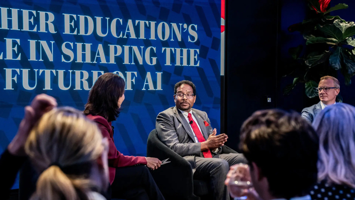 Image for ‘Make AI a Force That Is Uplifting for All,’ UMD Leaders Urge at Global Summit Descriptive image for ‘Make AI a Force That Is Uplifting for All,’ UMD Leaders Urge at Global Summit