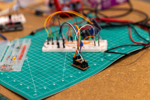 Microcontroller on a cutting mat