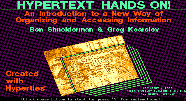 Hypertext Hands-On! book published in 1989, including two disks for electronic hypertext version