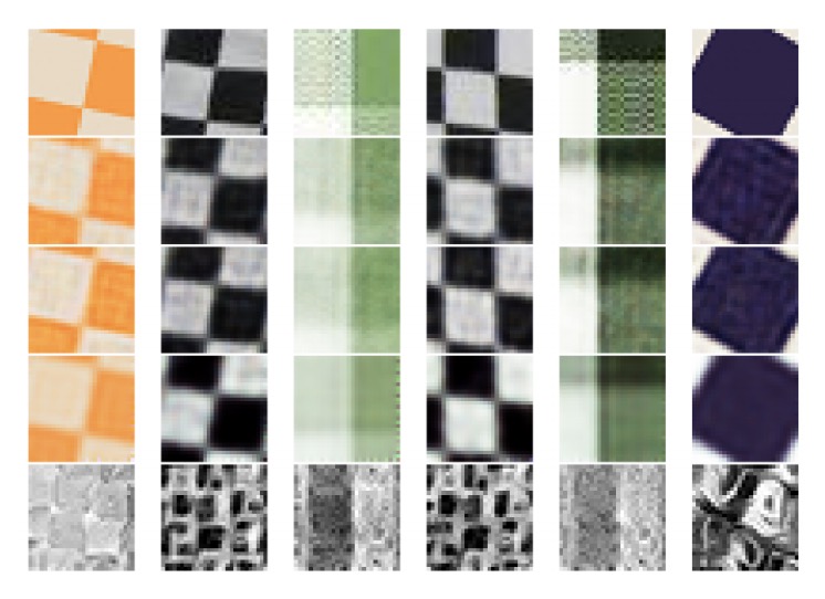 Six texture synthesis outputs generated from six single gray-scale images, respectively