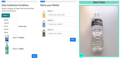 Web interface of teachable object recognition with an example of a plastic bottle